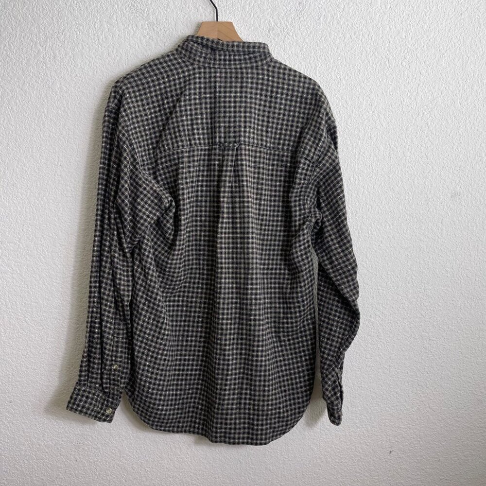 Columbia Mens Long Sleeve Plaid Button-Up Shirt L Black/White Cotton Blend - Picture 8 of 9